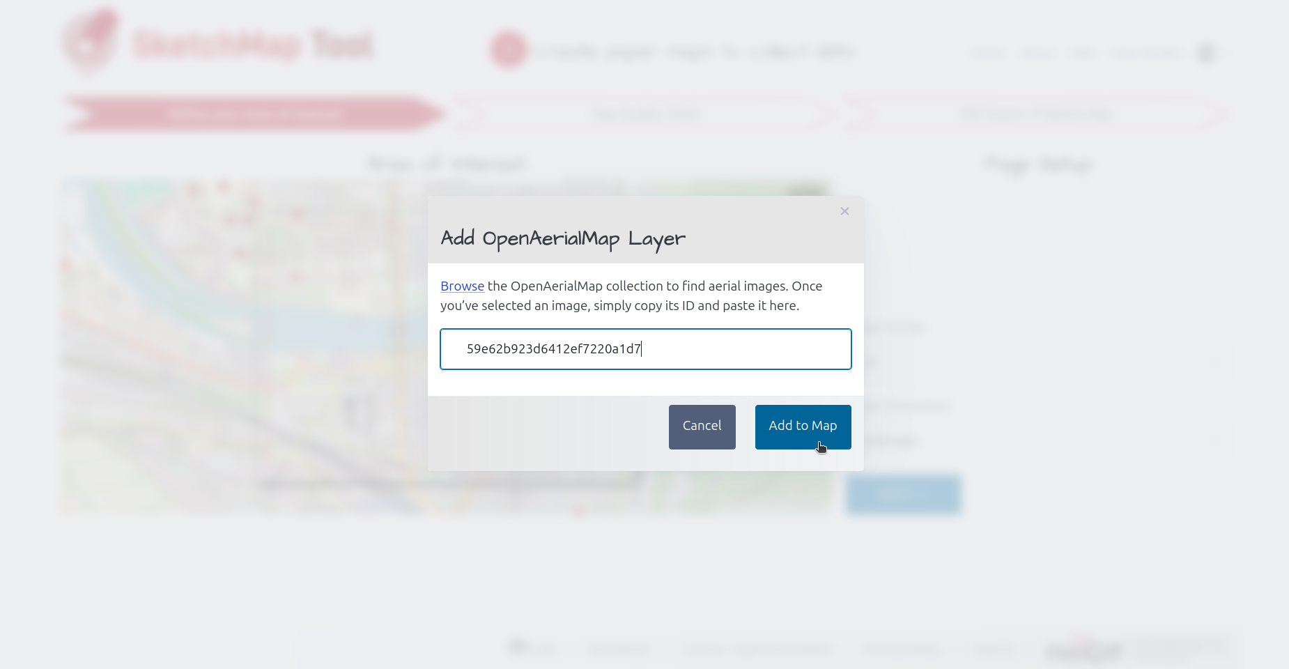 Screenshot of pop-up window